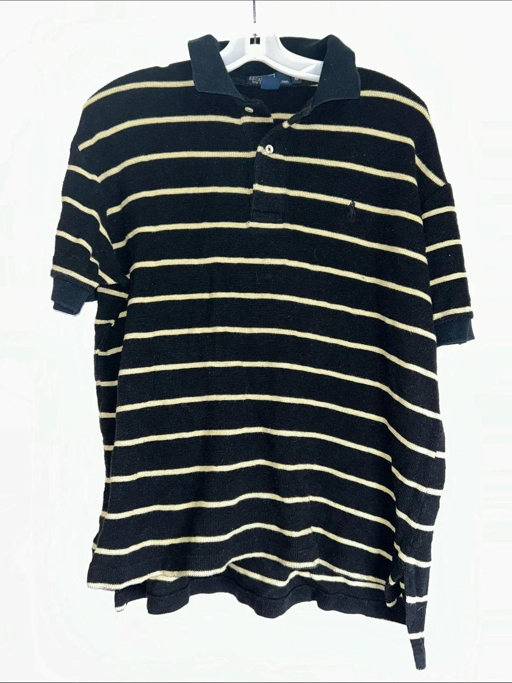 Polo by Ralph Lauren Black Polo with Cream Stripes textured